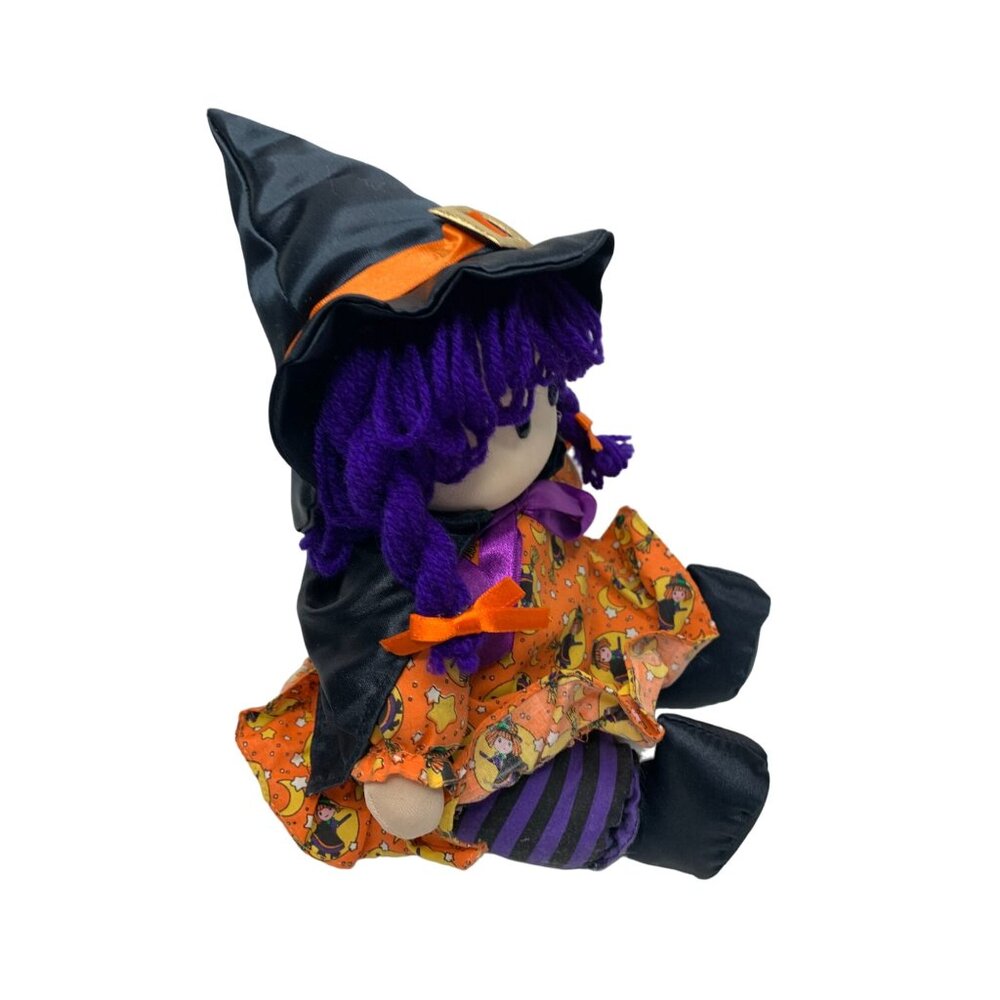 Joelson Industries Plush Witch Stuffed Animal Doll Toy 10 in Tall seated Orange